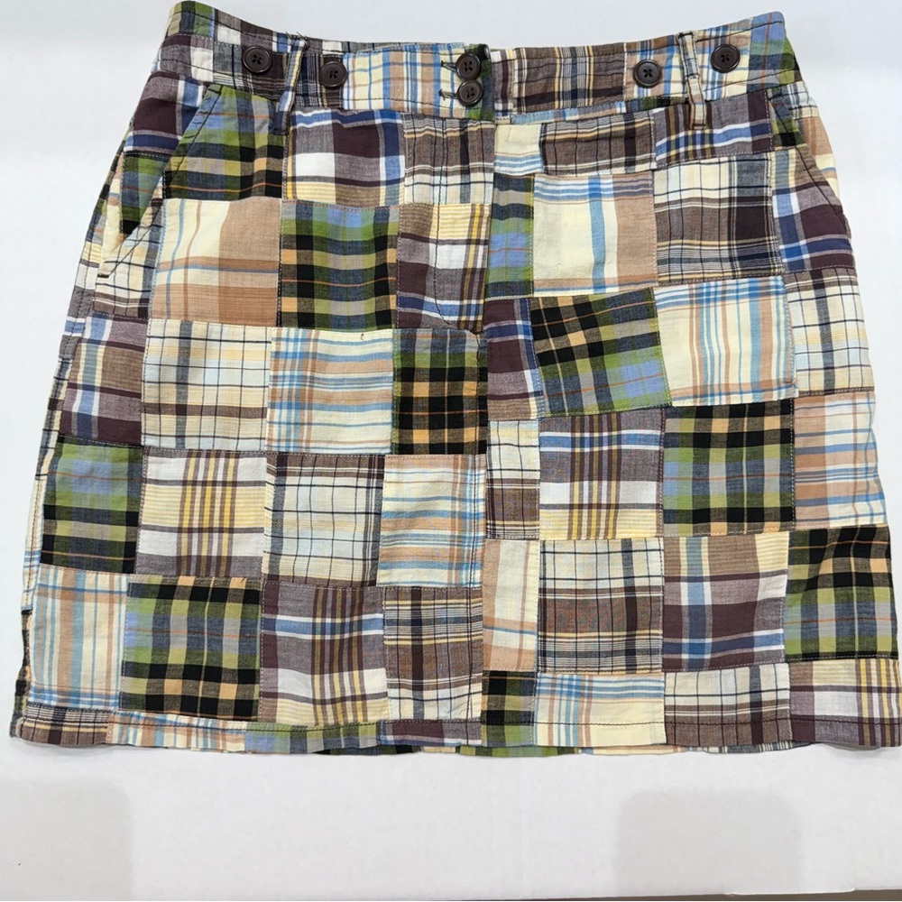 502 - Larry Levine Blue Tan Mini Skirt Casual Resort Wear Size 8 - Picture 9 of 9